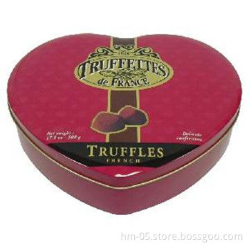 Heart Tin Box for Packing Gift and Food, with Embossed Logo and Food-graded Standard
